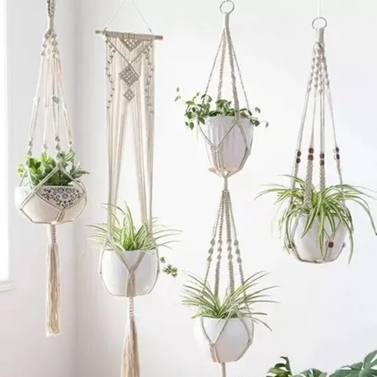 5Pack Macrame Plant Hanger Flower Pot Hanging Baskets Plant Holder Home Decor {1}