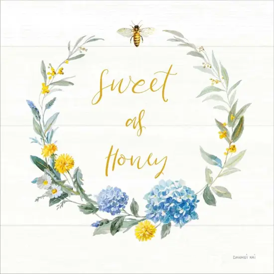 Bees and Blooms - Sweet As Honey Wreath by Danhui Nai 12" x 12" Canvas Wall Art {2}