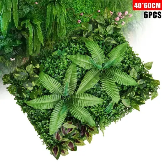 6pcs Artificial Plant Foliage Hedge Grass Mat Greenery Panel Wall Fence Decor {3}