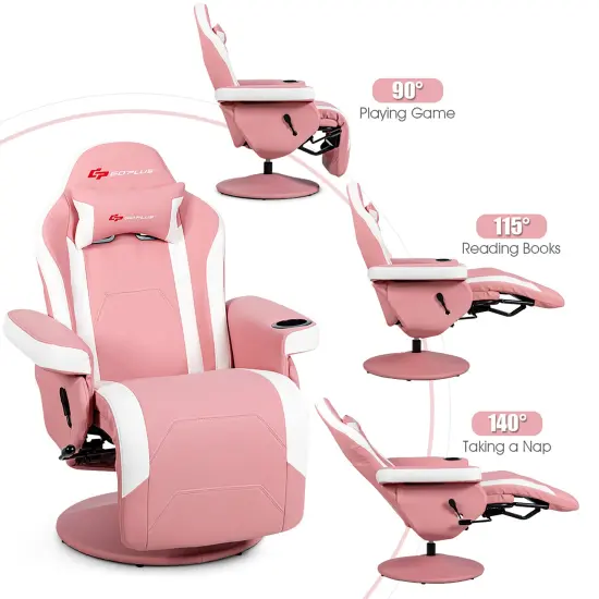 Goplus Massage Gaming Recliner Reclining Racing Chair Swivel BlackGrayBlueRed Pink {6}