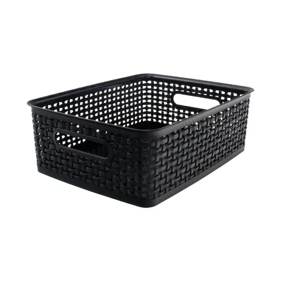 Plastic Weave Bin, Medium, Black {1}