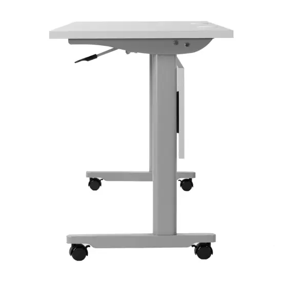 Emma and Oliver Hahn Heavy-Duty Flip Top Training Table with Nesting Design, Privacy Panel, T-Legs, Tabletop, Metal Frame Gray Top/Gray Frame {6}