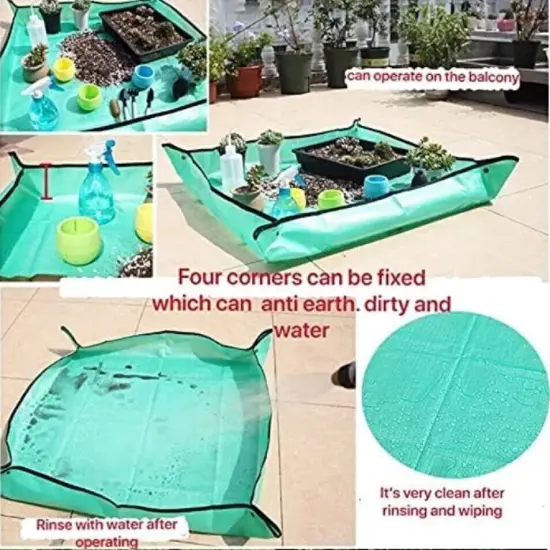 Foldable Plant Repotting Mat 39"- Garden Transplanting Square, Dirty Catcher Mat {3}