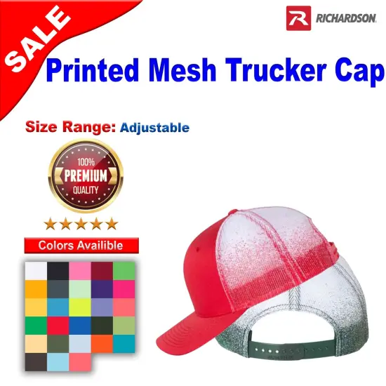 Richardson&reg; Printed Mesh Trucker Cap Green/ Dark Fade {2}