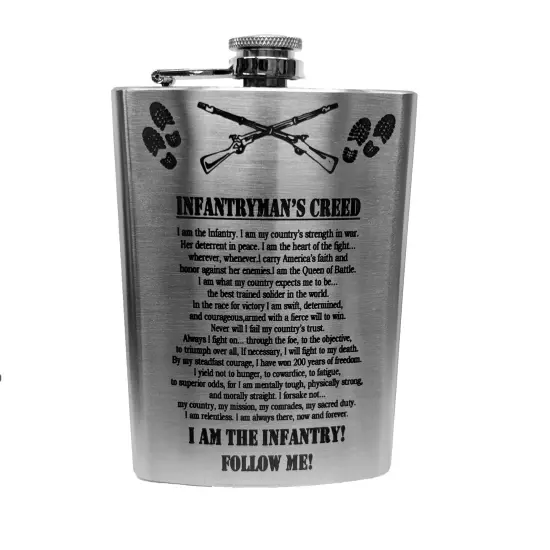 8oz Infantrymans Creed Stainless Steel Flask {3}