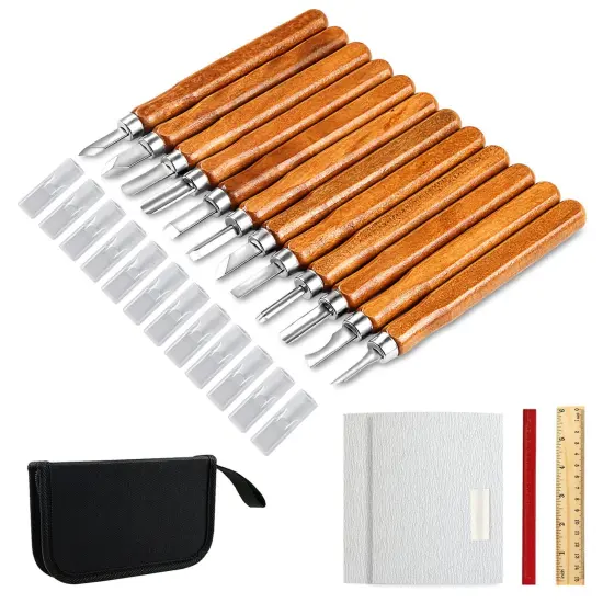 20 Pieces Wood Carving Knife Set -Hand Carving Tool Set for DIY Sculpture Carpenter Experts & Beginners {2}