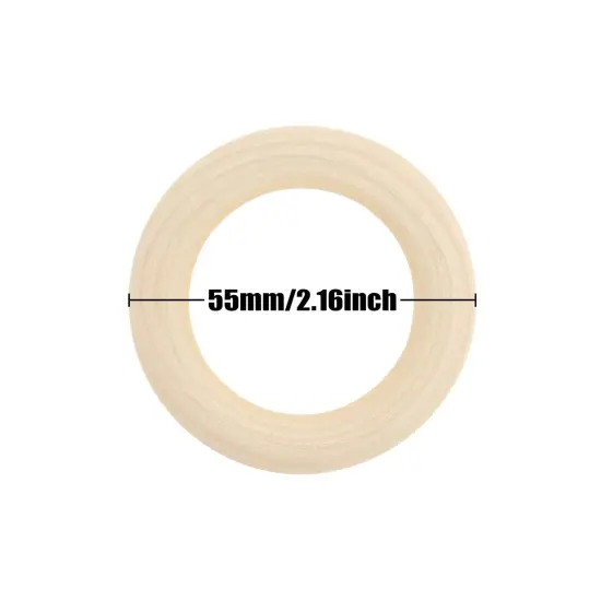 20 Pieces Natural Wood Rings for Crafts, Macrame Rings for DIY, Wooden Rings Without Paint, Pendant Connectors 55mm/2.2inch {5}