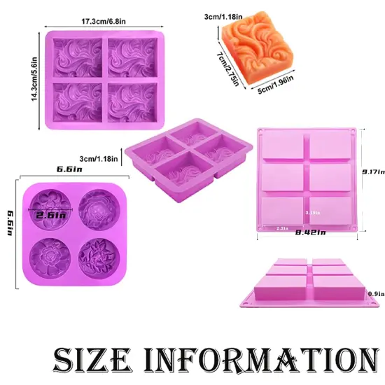 3 Pieces Silicone Soap Molds 6 Cavities Silicone Soap Mold Rectangle Oval and Flower Shapes Soap Molds for Soap Making Handmade Cake Chocolate Biscuit Pudding Jelly Ice Cube Tray {1}