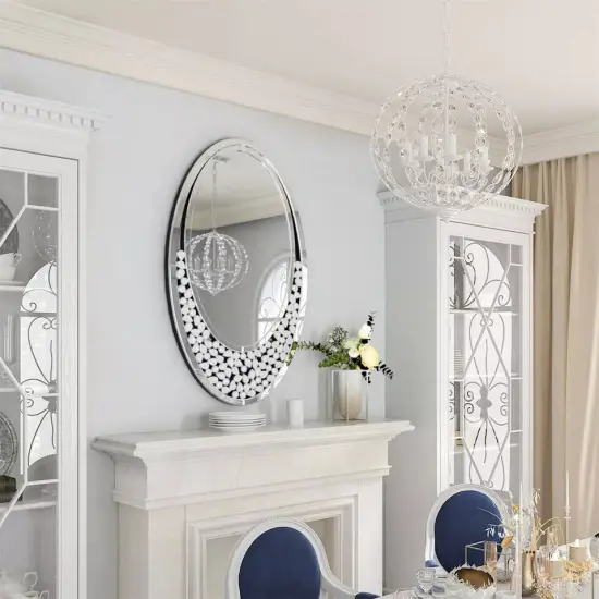 Oval Bathroom Mirror for Wall Mounted Large Shine Tear-drop Decor Vanity Mirror {1}