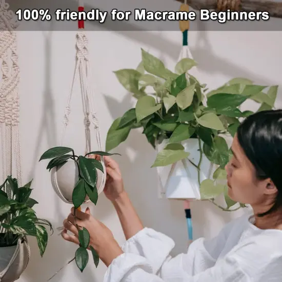 DIY Macrame Kit for Adults Beginners Craft for Making 3 Macrame Plant Hangers Macrame Wall Decor Macrame Supplies Wooden Beads Wooden Rings Metal Rings Macrame Kits for Starter {6}