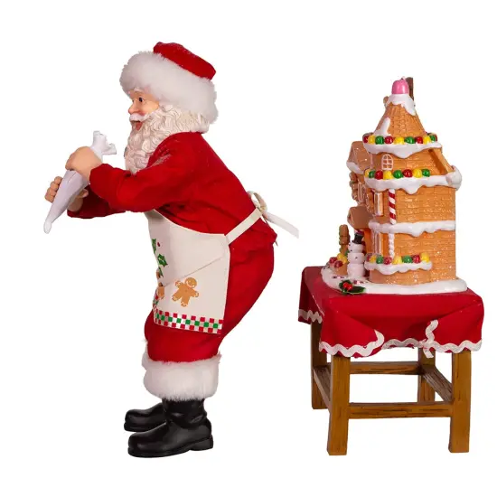 10.5" Fabrich&eacute;&trade; Battery-Operated Santa With Gingerbread Houses, 2-Piece Set {3}