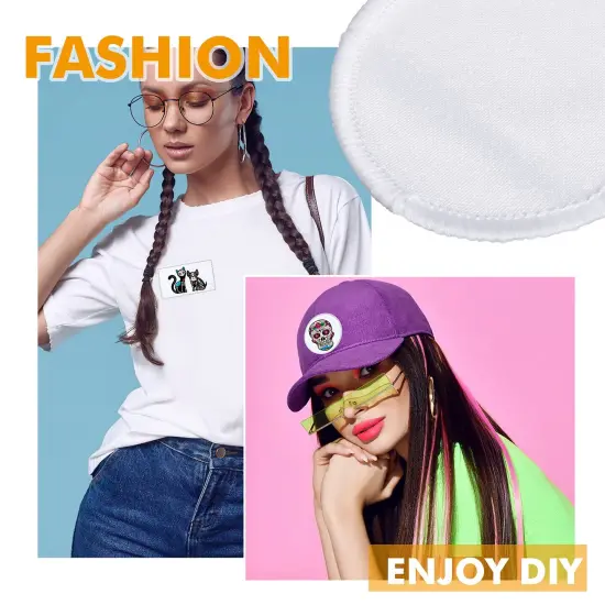 30 Pieces Sublimation Patches Fabric Iron-on Blank Patches 3 Shapes Repair Patches Sublimation Blank Hat Patch for DIY Crafts, Caps Clothes Shoes Bags Backpacks Uniforms (White Frame) {3}