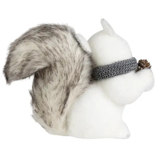 Northlight Sitting Squirrel with Frosted Pinecone Christmas Figurine - 8" White {5}