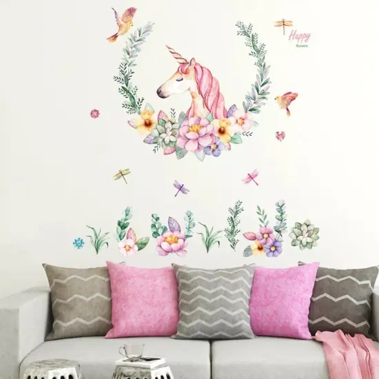 Fairy Unicorn Detachable Wall Sticker Flower Kid's Room Decoration {3}