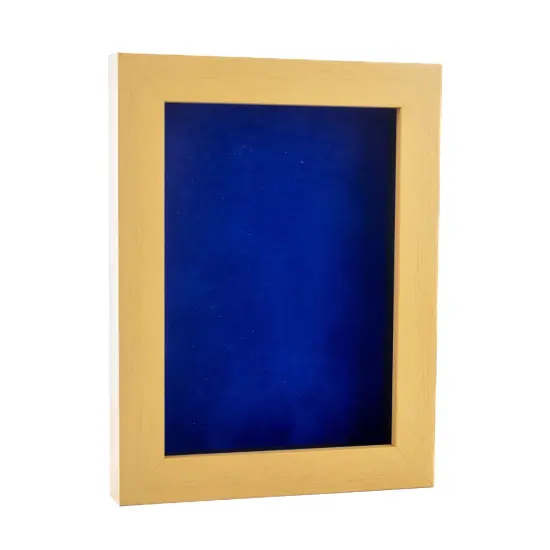 Classic Natural Wood Shadow Box Frame with Acrylic Front - Royal Blue Suede Backing, 30 Sizes {2}