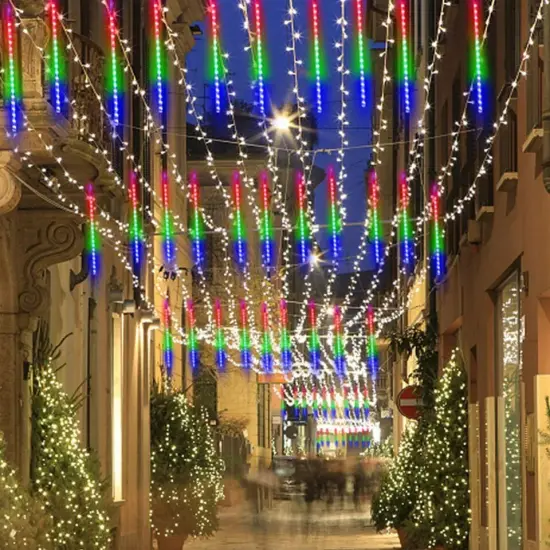 196 LED Meteor Shower String Lights Outdoor Garden Rain Tree Light Party Decor {4}