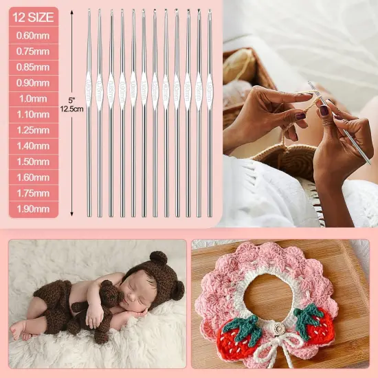 Crochet Kit for Beginners Adults, Crochet Kits Include Yarn, 59pcs Crochet Starter Kit for Beginners Kids,Ergonomic Crochet Hooks 2.0-6.0 mm, Lace Steel Needles 0.6-1.9 mm {4}