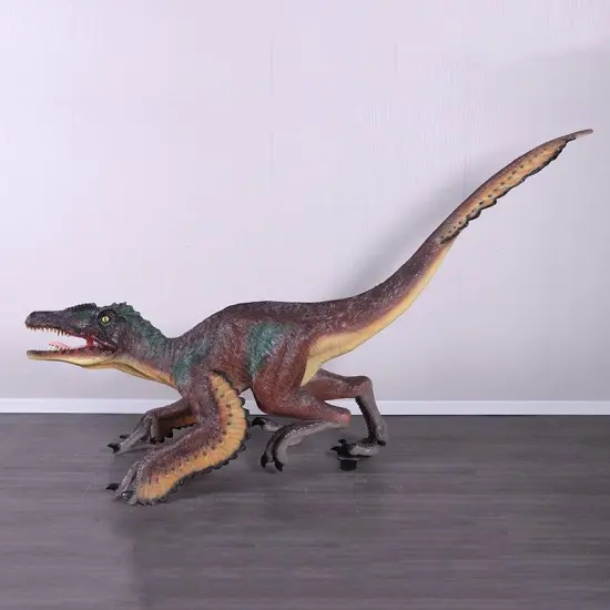 Feathered Velociraptor Dinosaur Life Size Statue {6}