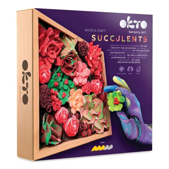 Okto Sensory Art DIY Wood & Craft Clay Kit - Succulents, Passion Colors {1}