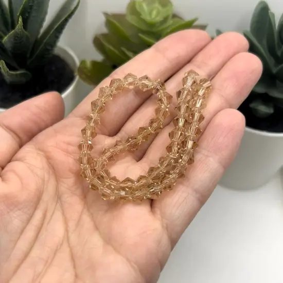 1 or 4 Strands 6x6mm Light Peach Bicone Beads, Imitation Crystal, Grade AA {3}