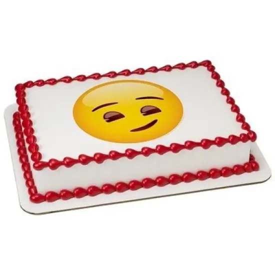 Emoji Smirking Edible Icing Image for 8 inch round cake {1}