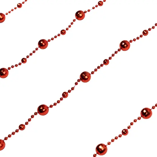 Northlight Shiny Mirrored Disco Ball Beaded Christmas Garland - 15' x .5" - Crimson Red {5}