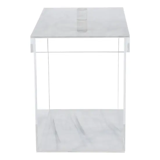 Lucite Cookie Jar with Lid White Marble Design {1}