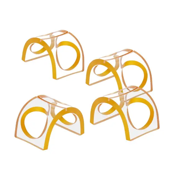 Napkin Rings with Slots For Place Cards 4pk White Silver {6}