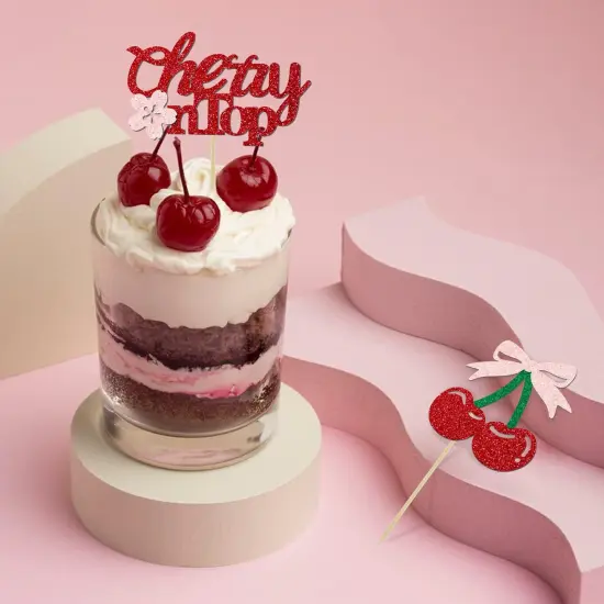 24 Pack Cherry On Top Cupcake Toppers {5}