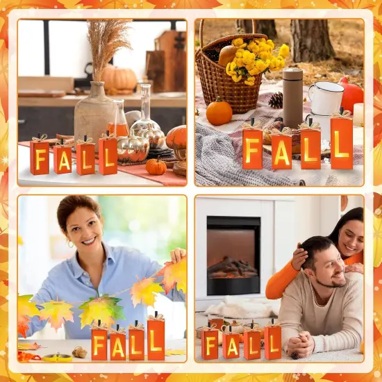 4 Pcs Lighted Fall Signs Table Decor {5}