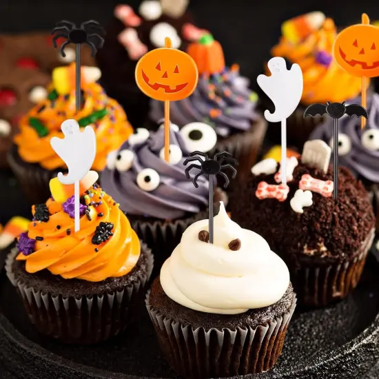 120 Pieces Plastic Halloween Food Picks and Cupcake Toppers {5}