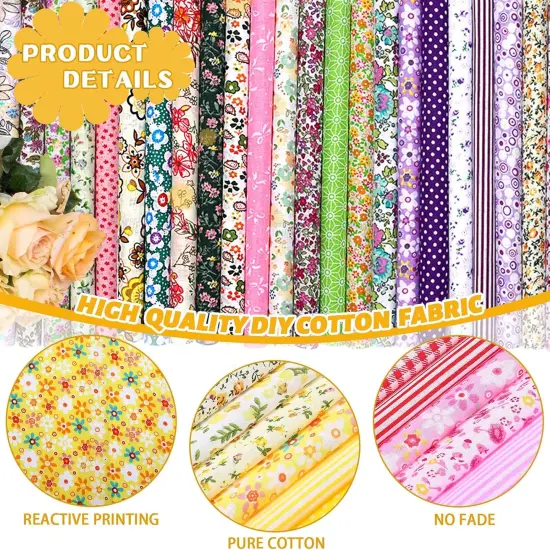 100 Pcs 10 x 10 Inches Cotton Fabric Bundle Squares for Quilting Sewing {3}