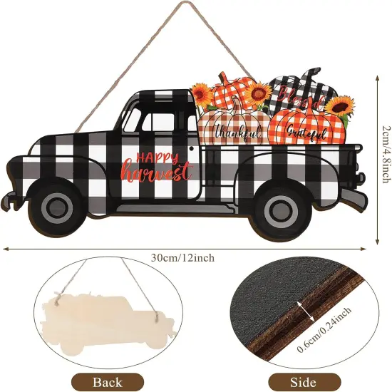 Vintage Happy Harvest Truck Sign Fall Wall Decor {2}