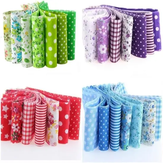 7Pcs Top Green Cotton Fabric Bundle - 10" x 10" {5}