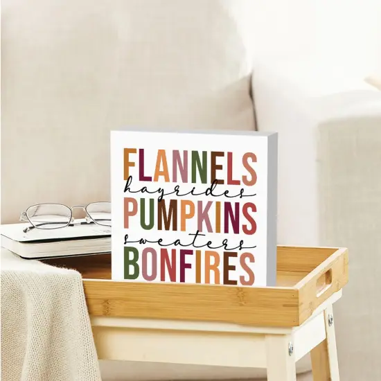 Thanksgiving Fall Flannels Tabletop Decor 5 x 5 inches {5}
