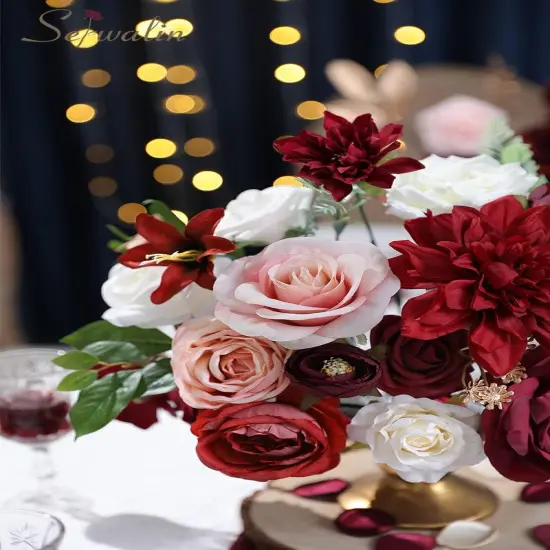 Artificial Pink Flowers Fake Silk Flowers Bouquets {5}