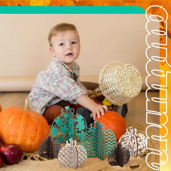 12 Pcs Fall Pumpkin Tabletop Decor {3}