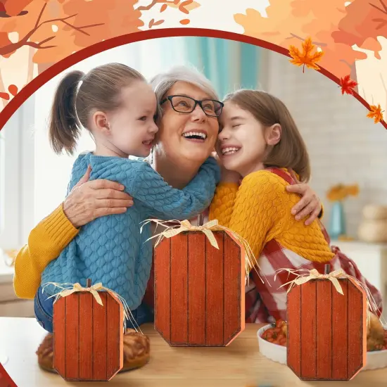 3 Pcs Fall Wooden Pumpkin Tabletop Decor {5}