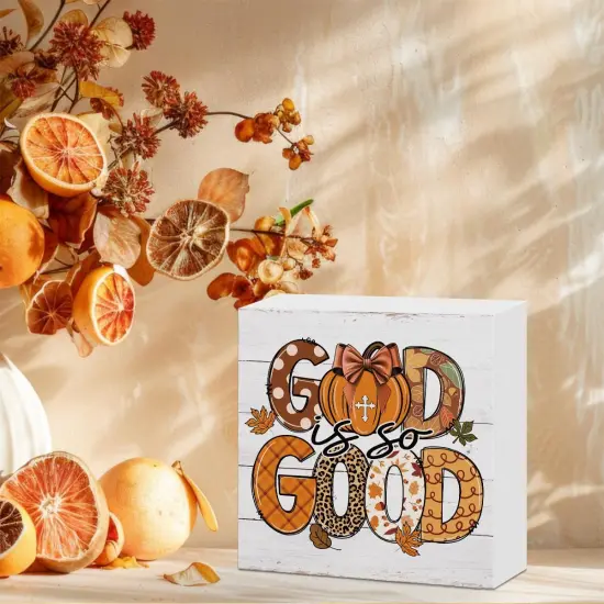 Pumpkin Wooden Box Sign Fall Table Decor {2}