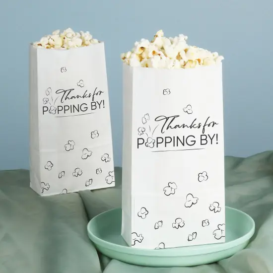 Big Dot of Happiness Thanks for Popping By Popcorn Bags, Party Favor Snack Treats, Free-Standing Individual White Paper Bags - 25 Count {4}