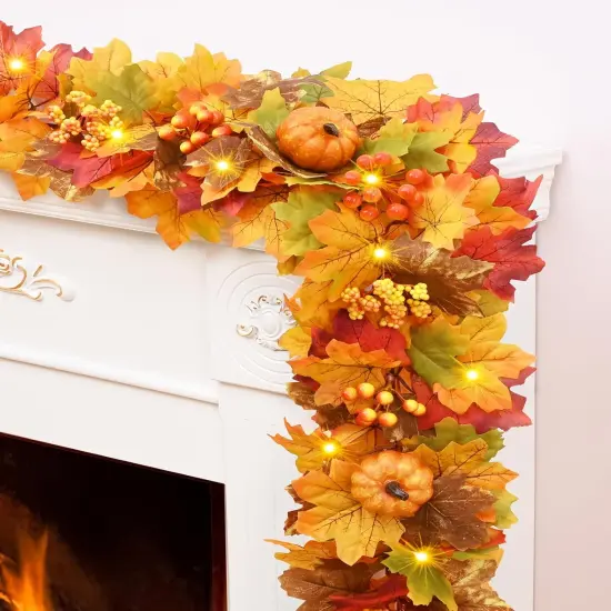 6 FT Fall Garland with Maple Leaves {1}