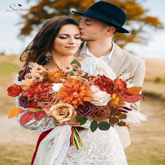 Artificial Flowers - Burnt Orange (1 Box) {4}