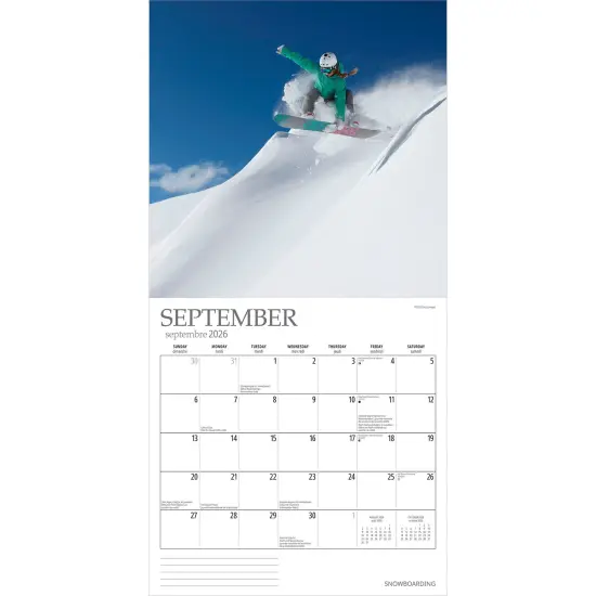 Snowboarding | 2026 12 x 24 Inch (Hanging) Monthly Square Wall Calendar {4}