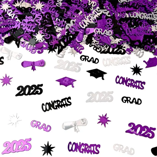 2025 Graduation Confetti - Purple, Silver, Black {1}