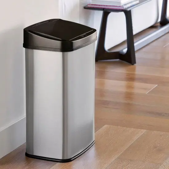 13-Gallon Motion Sensor Trash Can Stainless Steel Kitchen Waste Bin with Odor Seal and Liner Grey {4}