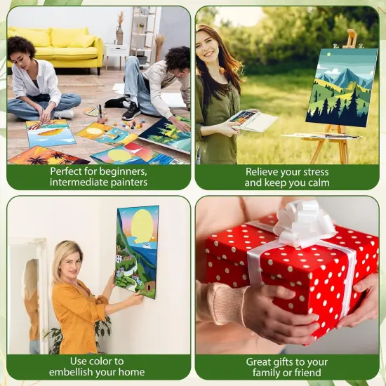 8 x 10 Inch Pre Drawn Canvas Painting with Easel Kits(Landscape) {4}