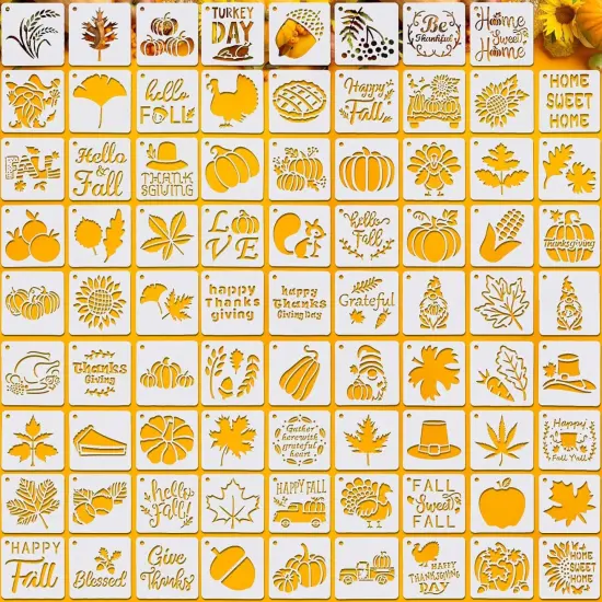 80 Pieces Thanksgiving Stencils - 3 x 3 Inch {1}