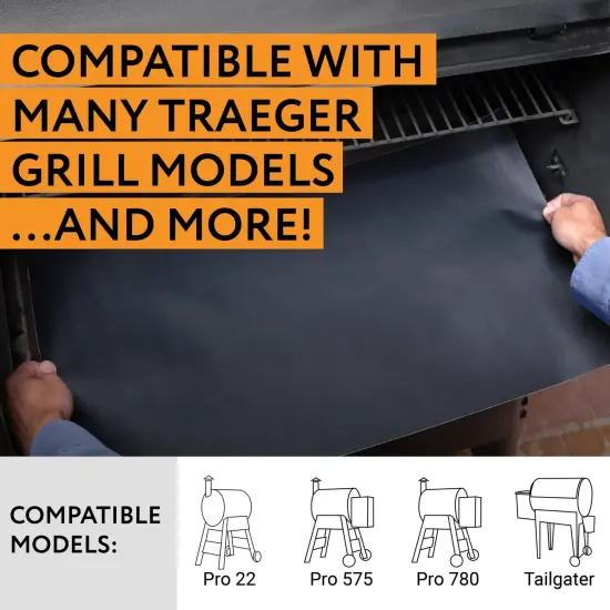 [2 Pack] Impresa Customizable Drip Tray Liner for Traeger Pro 575, Traeger Pro 22, Traeger Pro 780 & Traeger Tailgater Drip Tray - Impresa Reusable Grill Drip Pan Liner for Traeger Drip Tray Liner Black {2}