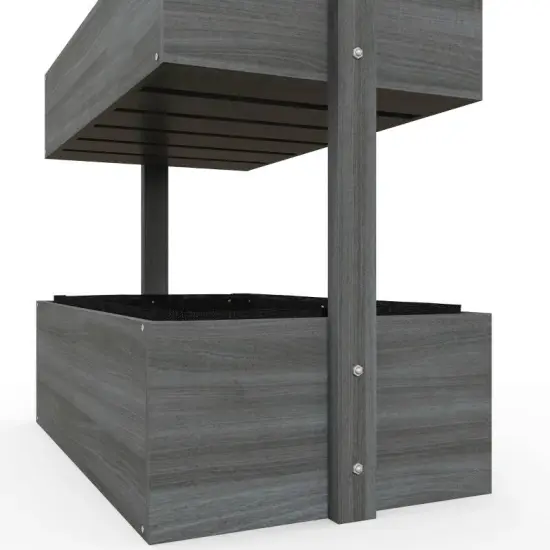 Fir Wood 4-Tier Vertical Planter Box with Drainage for Outdoor Gardening Grey {3}