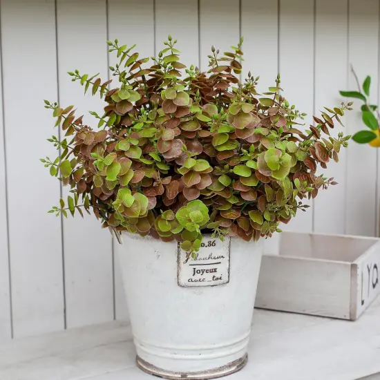 8PCS Artificial Fall Eucalyptus &ndash; UV Resistant Fake Greenery for Porch & Autumn D&eacute;cor {4}